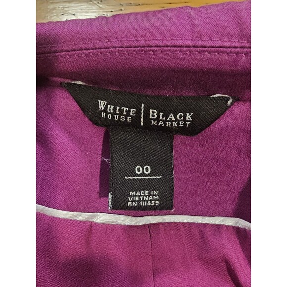 White House Black Market Blazer Size 00 Magenta Pink Cotton Stretch 3/4 Sleeve - Picture 7 of 8